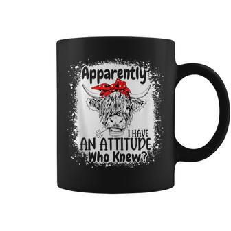 Apparently I Have An Attitude Who Knew Bleached Highland Cow Coffee Mug - Monsterry AU