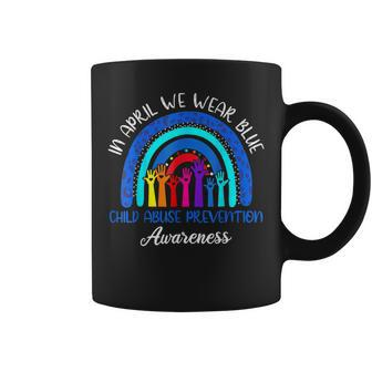 In April We Wear Blue Child Abuse Awareness Rainbow Coffee Mug - Thegiftio UK