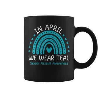 In April We Wear Teal Sexual Assault Awareness Month Coffee Mug - Seseable