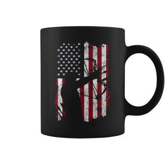 Archery Distressed American Flag Compound Bow Coffee Mug | Mazezy