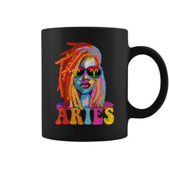 Aries Queen African American Loc'd Zodiac Sign Coffee Mug - Seseable