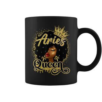 Aries Queen Birthday Afro Natural Hair Black Women Coffee Mug - Monsterry DE