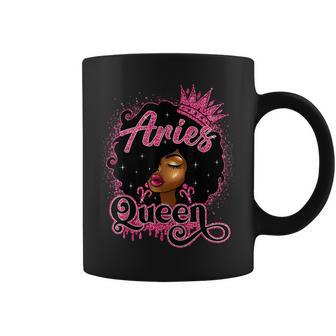 Aries Queen Birthday Afro Natural Hair Girl Black Women Coffee Mug | Seseable CA