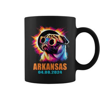 Arkansas Total Solar Eclipse 2024 Pug Dog With Glasses Coffee Mug | Mazezy AU