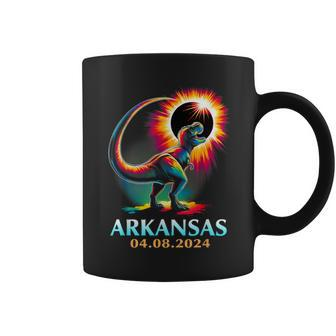 Arkansas Totality Total Solar Eclipse 2024 T Rex Dinosaur Coffee Mug - Monsterry DE