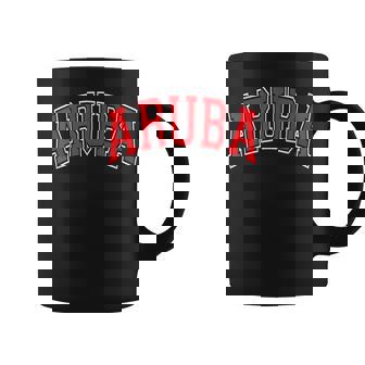 Aruba Arched Red Text Coffee Mug | Mazezy