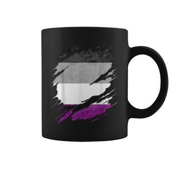 Asexual Ace Pride Flag Ripped Reveal Coffee Mug - Monsterry