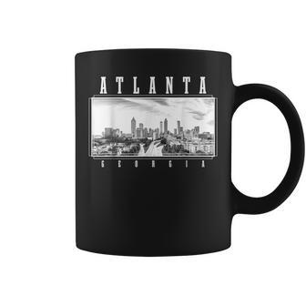 Atl Atlanta Skyline Pride Black & White Vintage Georgia Coffee Mug - Monsterry