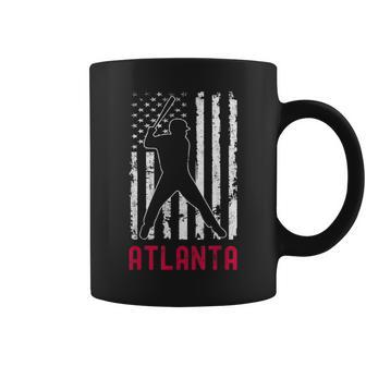 Atlanta American Flag Baseball Weathered Coffee Mug - Monsterry