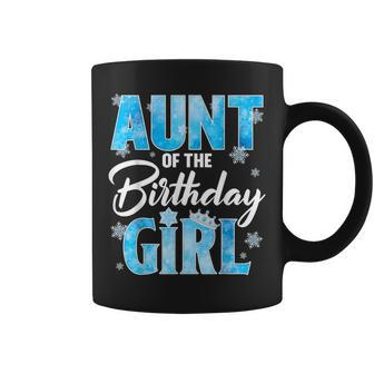 Aunt Of The Birthday Girl Family Snowflakes Winter Party Coffee Mug | Mazezy