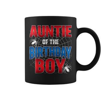 Auntie Of The Birthday Boy Costume Spider Web Birthday Party Coffee Mug - Seseable