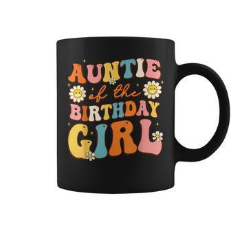 Auntie Of The Birthday Girl Niece Groovy Aunt Retro Theme Coffee Mug | Seseable CA