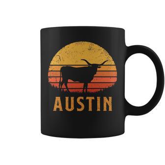 Austin Texas Retro Longhorn Vintage Tx Sun Lone Star State Coffee Mug - Monsterry