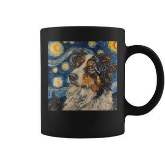 Australian Shepherd Dog Van Gogh Style Starry Night Coffee Mug - Monsterry CA
