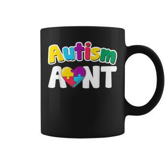 Autism Aunt Awareness Puzzle Pieces Colors Coffee Mug - Monsterry AU