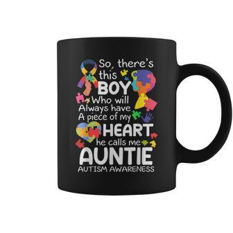 Autism Aunt There's This Boy He Calls Me Auntie Autism Coffee Mug - Monsterry