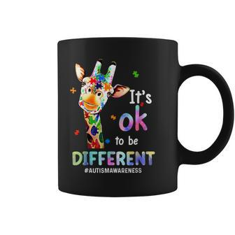 Autism Awareness Acceptance Giraffe Its Ok To Be Different Coffee Mug - Monsterry