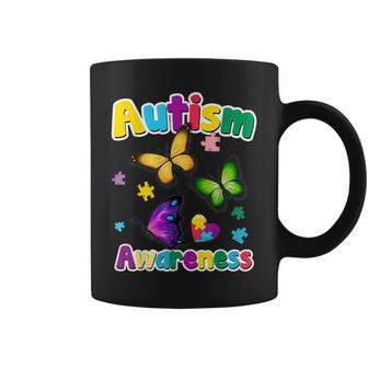 Autism Awareness Butterfly Puzzle Pieces Coffee Mug - Monsterry CA