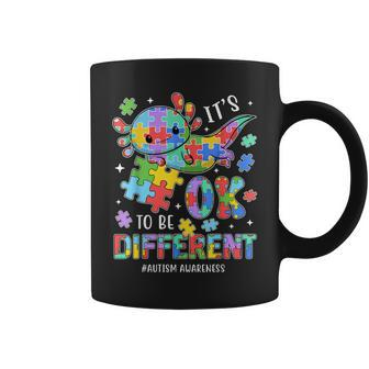 Autism Awareness Cute Axolotl It's Ok To Be Different Coffee Mug - Monsterry DE