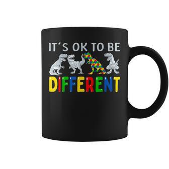 Autism Awareness Dinosaur Kid Boys It's Ok To Be Different Coffee Mug - Monsterry UK