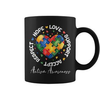Autism Awareness Love Heart Puzzle Pieces Coffee Mug - Seseable
