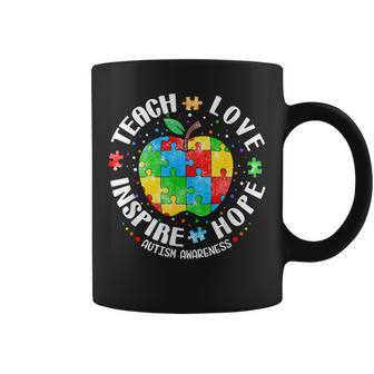 Autism Awareness Teacher Apple Teach Hope Love Inspire Coffee Mug | Mazezy