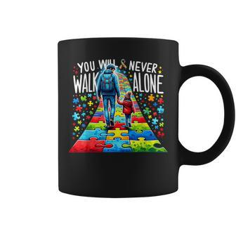 Autism Dad Support Autism Girl You Will Never Walk-Alone Coffee Mug - Monsterry AU