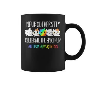 Autism Embrace Neurodiversity Celebrate The Spectrum Cat Coffee Mug - Seseable