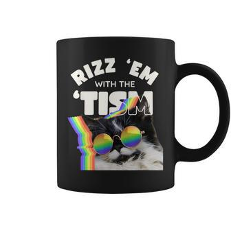 Autism Rizz Em With The Tism Meme Autistic Cat Rainbow Coffee Mug - Seseable