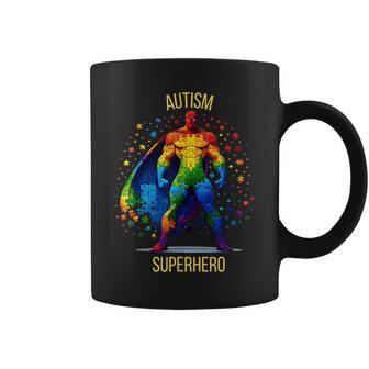 Autism Superhero Rainbow Puzzle Autism Awareness Acceptance Coffee Mug - Thegiftio UK