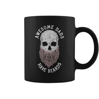 Awesome Dads Have Beards Bearded Skull Fathers Day Coffee Mug - Monsterry CA