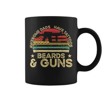 Awesome Dads Have Tattoos Beards & Guns Father's Day Mens Coffee Mug - Monsterry DE