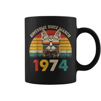 Awesome Since March 1974 Vintage Cat 50Th Birthday Coffee Mug | Mazezy AU