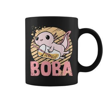 Axolotl Anime Retro Sunset Japanese Writing Boba Bubble Tea Coffee Mug - Thegiftio UK