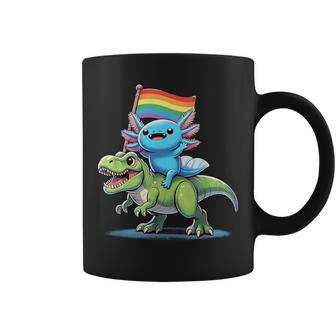 Axolotl Dinosaur Rainbow Flag Pride Gay Lesbian Proud Ally Coffee Mug - Seseable