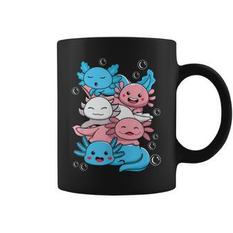 Axolotl Pile Transgender Flag Trans Lgbtq Kawaii Coffee Mug - Thegiftio UK