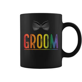 Bachelor Party Rainbow Gay Pride Groom Bow Tie Coffee Mug - Monsterry AU