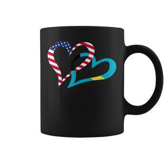 Bahamas Bahamian Americans Usa Flag Colors Heart Love Coffee Mug - Monsterry DE