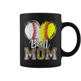 Ball Mom Heart Baseball Softball Mama 2024 Coffee Mug | Mazezy