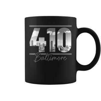Baltimore 410 Area Code Skyline Maryland Vintage Coffee Mug - Seseable