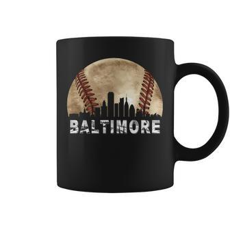 Baltimore Skyline Vintage Baseball Lover Coffee Mug | Mazezy