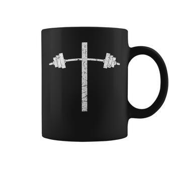 Barbell Dumbbell Cross Christian Jesus Gym Workout Lifting Coffee Mug - Monsterry CA
