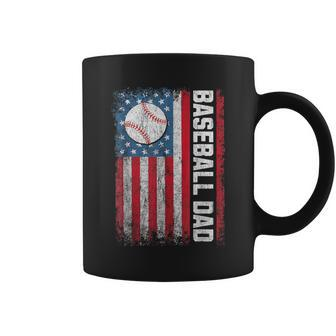 Baseball Dad Usa American Flag Patriotic Dad Father's Day Coffee Mug - Seseable