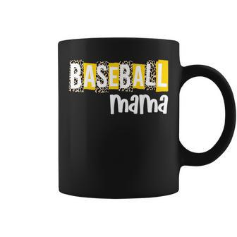 Baseball Mama Yellow Leopard Print Baseball Mom Gear Sports Coffee Mug | Mazezy