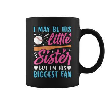 Baseball Sister Little Sister Biggest Fan Baseball Coffee Mug - Seseable