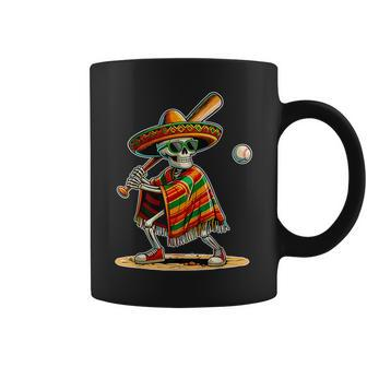 Baseball Skeleton Mexican Sombrero Cinco De Mayo Coffee Mug - Seseable