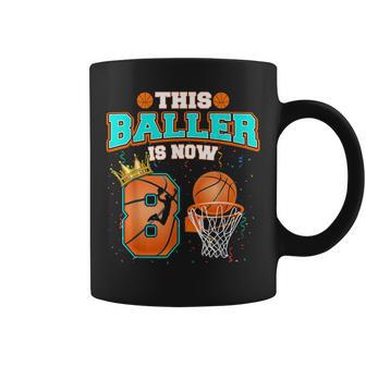 Basketball Boys 8Th Birthday This Baller Is Now 8 Coffee Mug | Mazezy