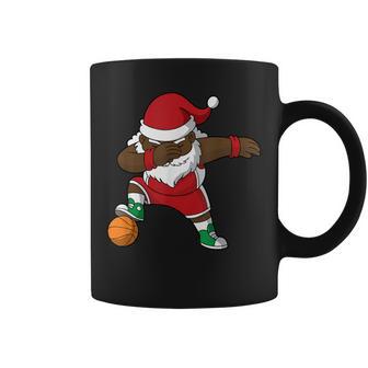 Basketball Dabbing Black African American Santa Claus Coffee Mug - Monsterry AU