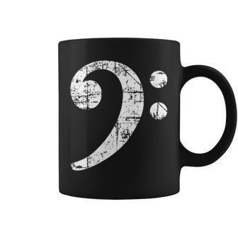 Bass Clef Vintage White Left Bass Players Coffee Mug - Monsterry