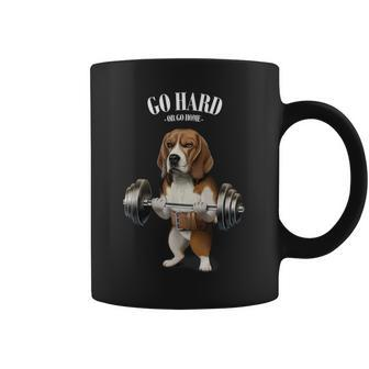 Beagle Dog Weightlifting In Fitness Gym Coffee Mug - Monsterry